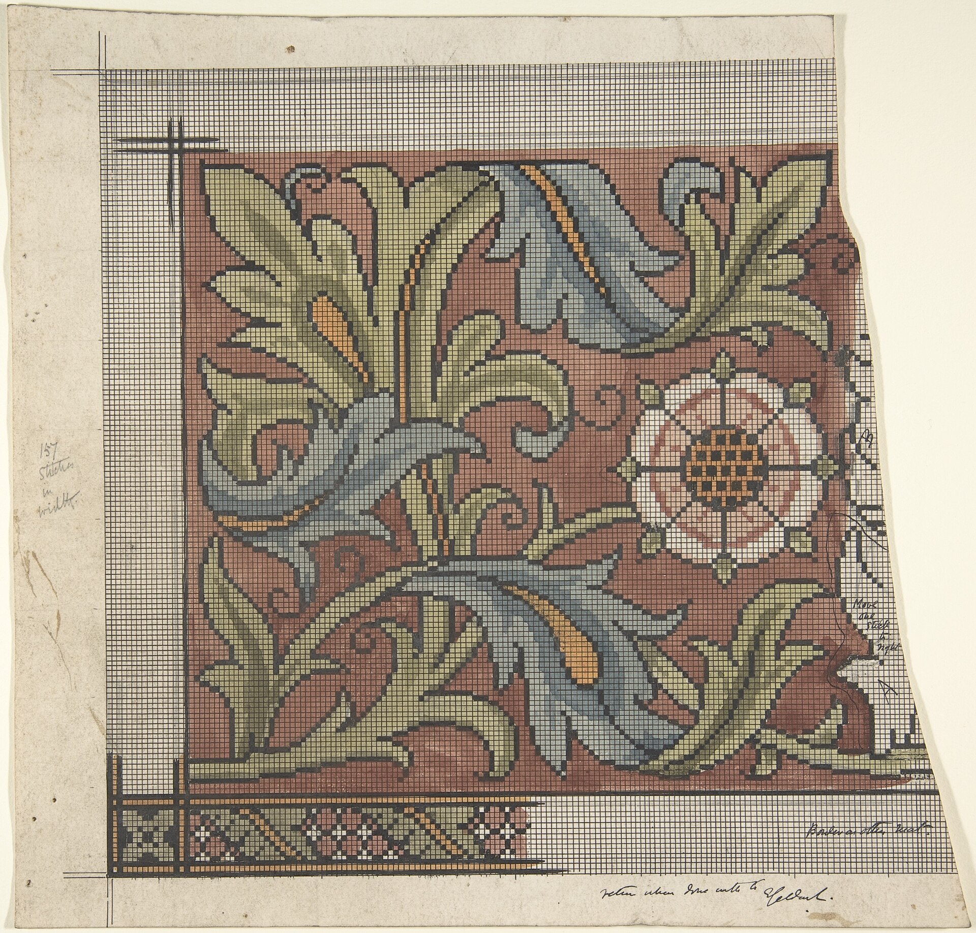 An embroidery design rendered as artwork