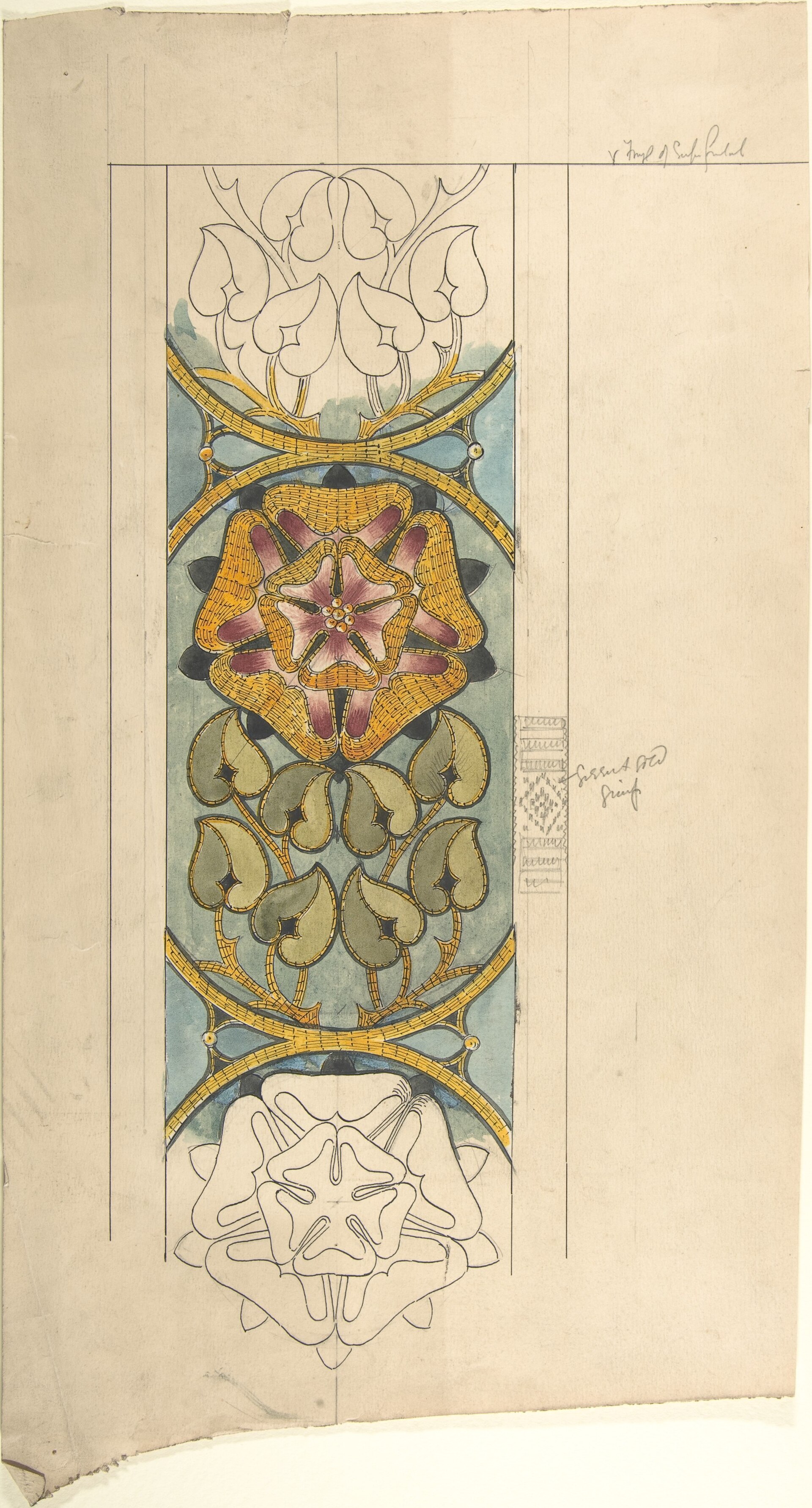 Close-up of dense embroidery stitching showing satin stitch columns and fill areas on white fabric
