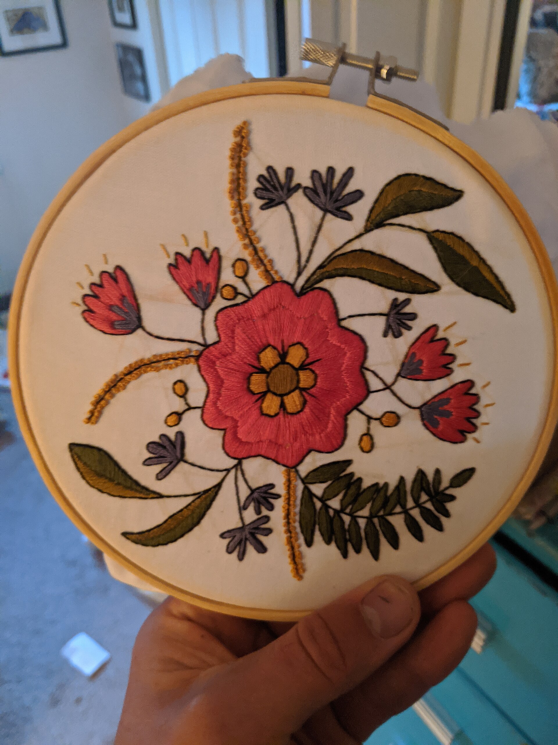 Embroidery hoops of several different sizes