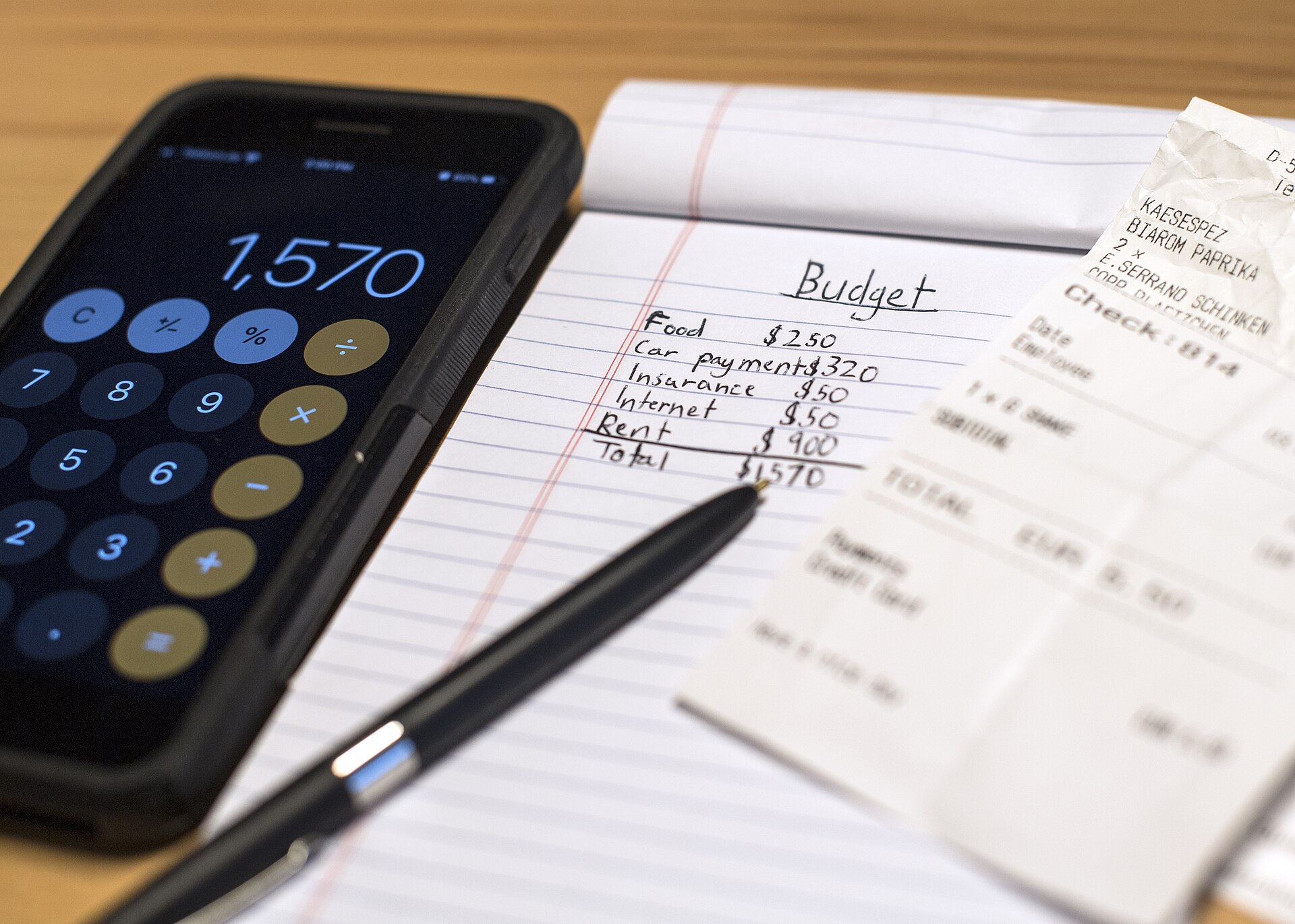A calculator and coins, standing in for job costing